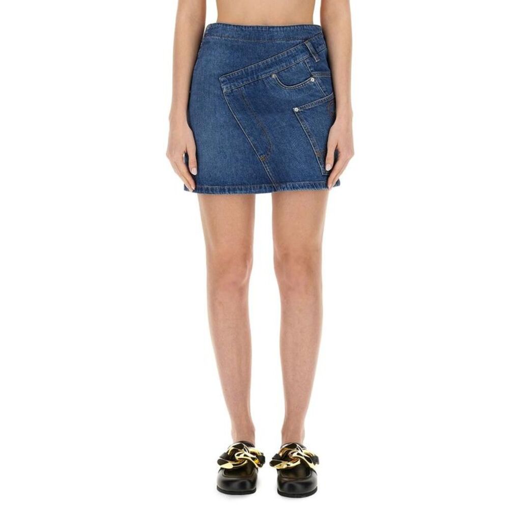 JW ANDERSON Denim Asymmetric Mini Skirt Women BLUE Skirts